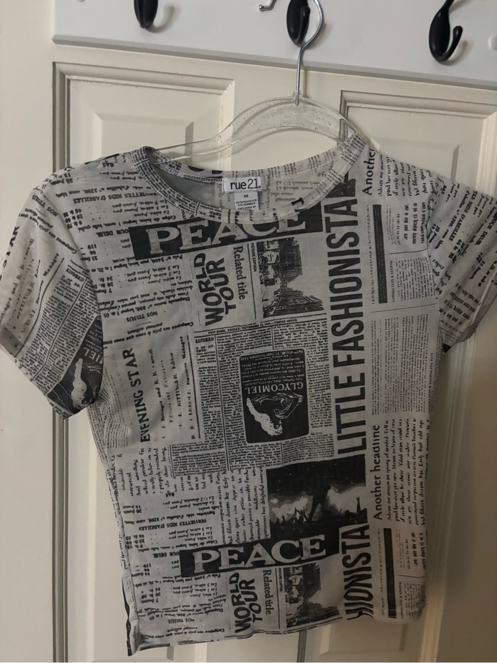 Rue21 Black & White Newspaper Print Crop Top